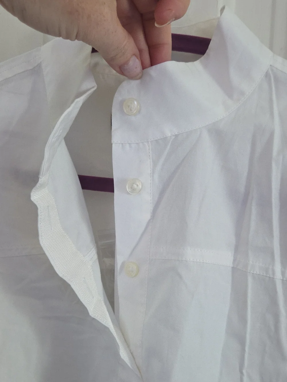 J Crew Henley White Poplin Top